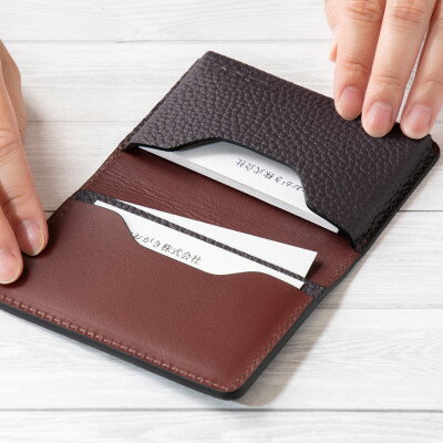 【ふるさと納税】柔らかさと品格を兼ね備えた、ビジカジスタイルに映える名刺入れ【シュリンク型押し牛革[パープル]】【1282706】 サムネイル3