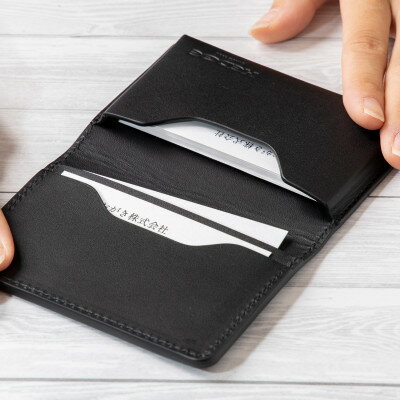 【ふるさと納税】国産本革の名刺入れ ビジネスシーンにバッチリ決まる黒一色仕立て!たつの市産オイルレザー【1329286】 サムネイル3