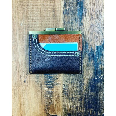 【ふるさと納税】オールレザーのがま口財布【デニポケmini】ブラウンポケット　1個【1349647】 サムネイル3