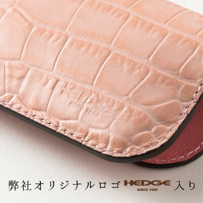 【ふるさと納税】HEDGE　淡いピンクのクロコ型押し牛革 メガネケース 兵庫県たつの市産 ベビーピンク×ピンク【1363917】 サムネイル3