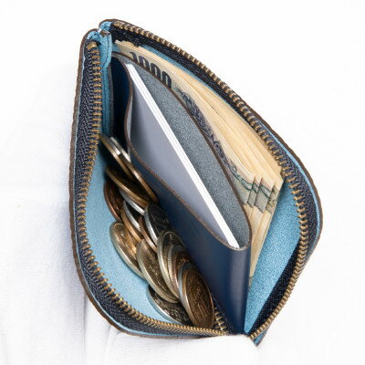 【ふるさと納税】[たつの市産牛革]爽やかなスカイブルーのコインケース　紙幣・硬貨・カードが収納できる　HEDGE【1363966】 サムネイル3