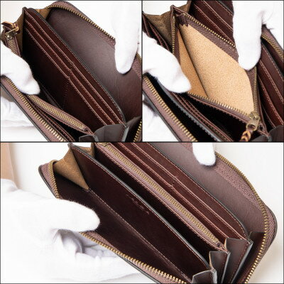 【ふるさと納税】HEDGE　ファスナー長財布(ダークブラウン)牛革本来の表情を隠さない染料染め たつの市産牛革使用【1370498】 サムネイル3