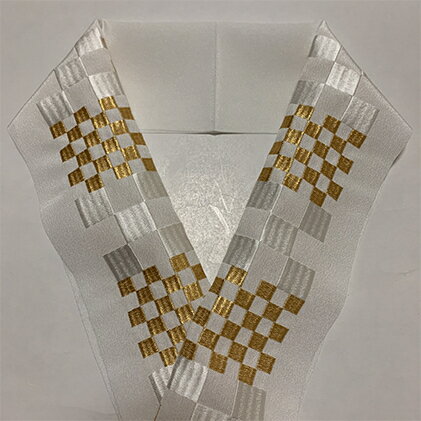 半衿　市松柄　ゴールド　刺繍 和装 民芸品 工芸品 伝統技術 篠原縫製　お届け：ご入金確認後、約1週間ほどで発送いたします。