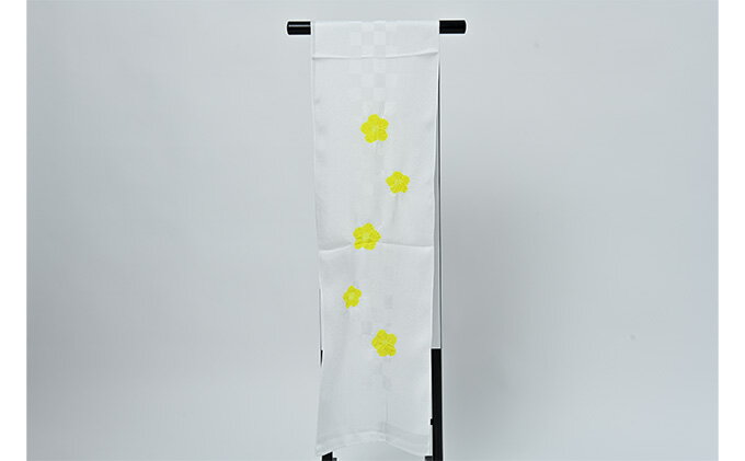 【ふるさと納税】帯揚げ　白地に黄色　絞り　輪出し　リンダシ　帯上げ　着物に 和装 小物 パーティー 誕生日会 周年 初釜 お茶会 入園 卒園 入学 卒業 結婚式 式典 セレモニー 篠原縫製　お届け：ご入金確認後、約1週間ほどで発送いたします。 サムネイル2