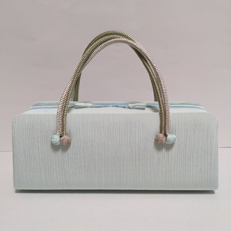 【ふるさと納税】バッグ　かばん　和洋兼用　和装バッグ　利休バッグ　小田巻き　薄い淡い水色 篠原縫製 サムネイル2