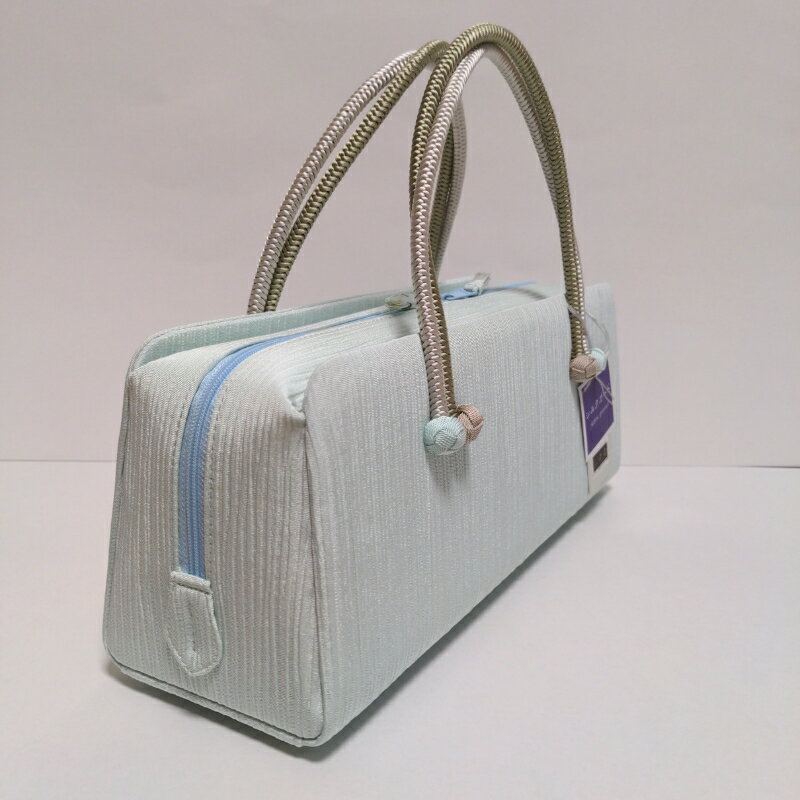 【ふるさと納税】バッグ　かばん　和洋兼用　和装バッグ　利休バッグ　小田巻き　薄い淡い水色 篠原縫製 サムネイル3