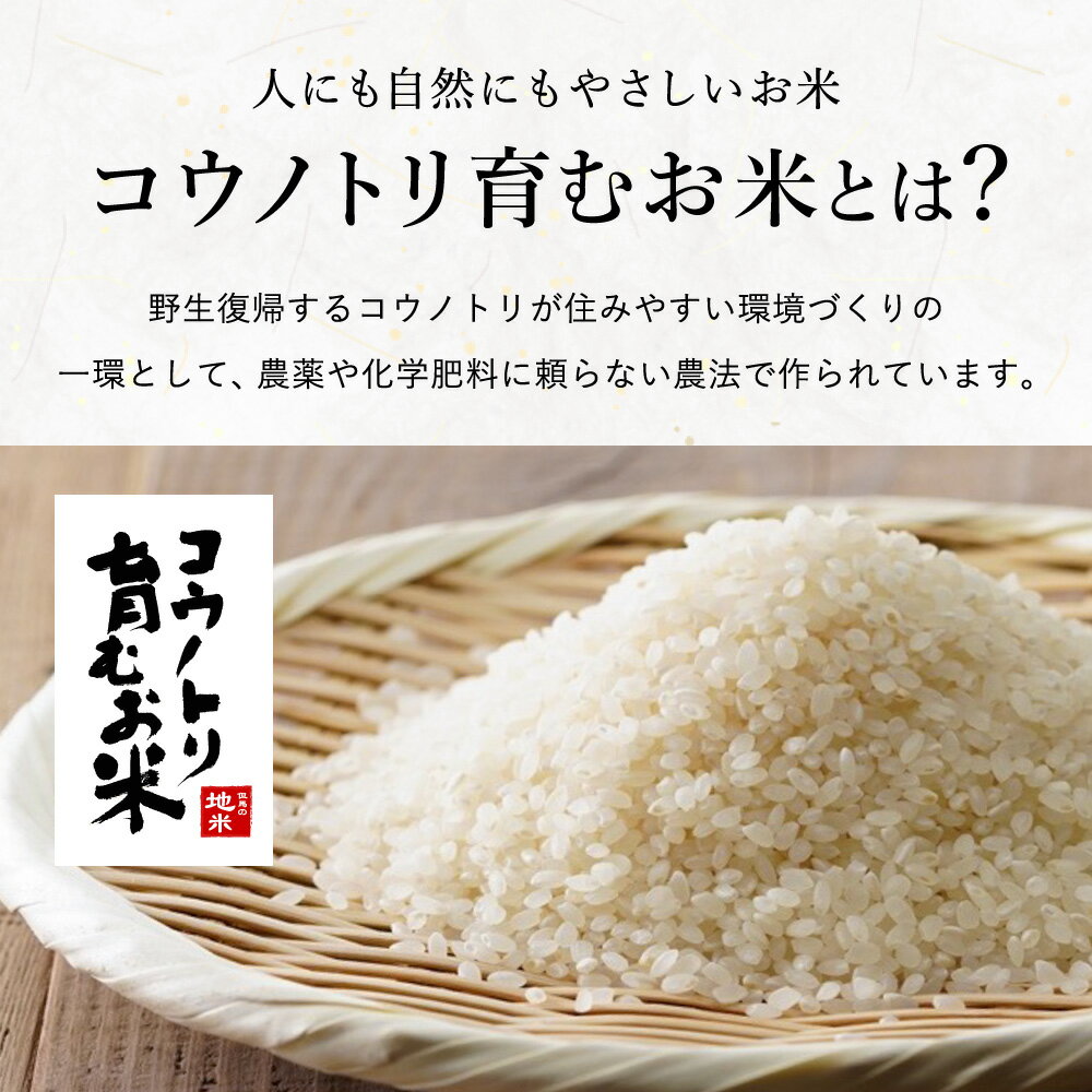 【ふるさと納税】令和7年産 無農薬 米 特別栽培米 コウノトリ育むお米 但馬産 こしひかり 兵庫県産　白米 or 玄米 4kg |5kg |8kg |10kg |15kg |20kg |無農薬 お米 精米 コウノトリ米 コシヒカリ 農薬不使用 特別栽培米 コメ こめ ご飯 ライス 無農薬米 - 画像3