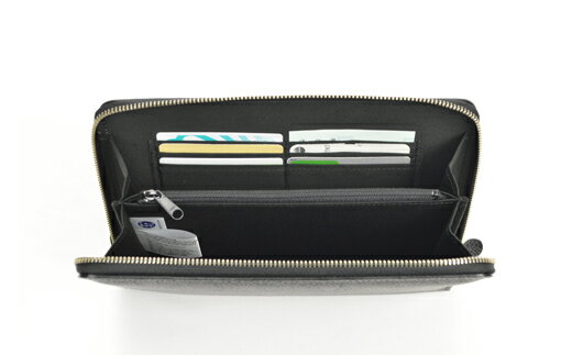 【ふるさと納税】豊岡産鞄 牛革切り目ラウンドポーチ 大（25933-01）黒 / かばん カバン 鞄 バッグ サムネイル3