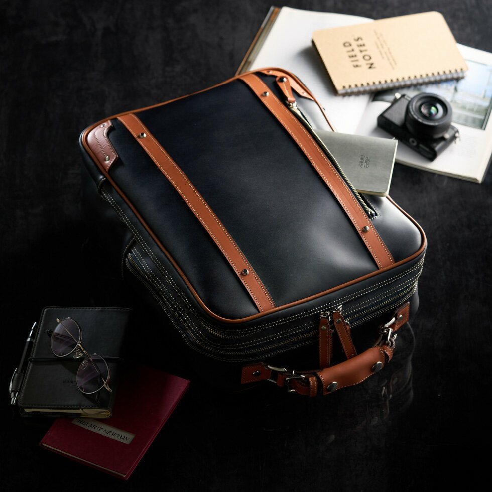 【ふるさと納税】豊岡産鞄 パトリック 縦型 ビジネスリュック No.5024 ネイビー・レッドブラウン・ブラック / ビジネスバッグ キャリーオンバッグ リュック 手持ち 2way メンズ レディース カバン 2室構造 持ち手調整 出張 通勤 鞄 バッグ サムネイル2