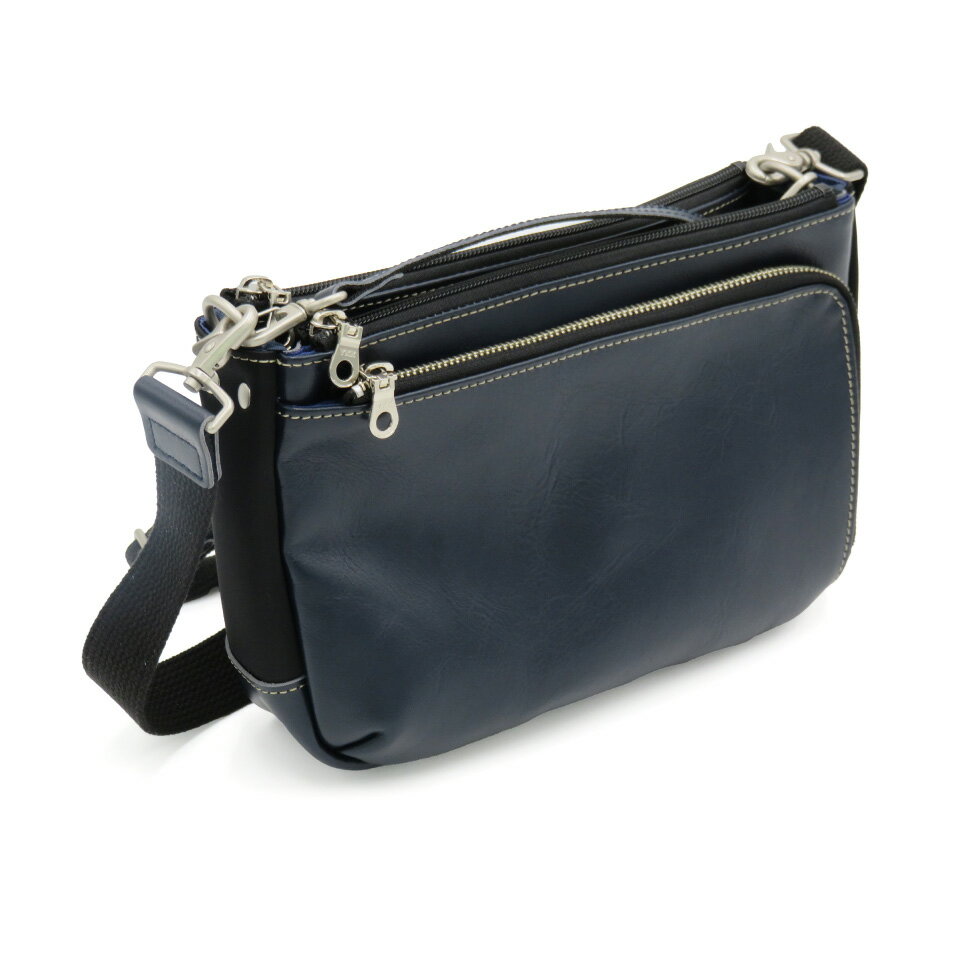 【ふるさと納税】豊岡産鞄 牛革ショルダー No.9007 ネイビー・ブラウン・ブラック / ショルダーバッグ 横型 カバン 鞄 メンズ レディース ショルダー バッグ ボディバッグ 本革 セカンドバッグ クラッチバッグ 2WAY サムネイル2