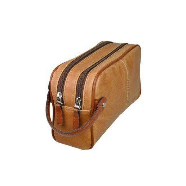 【ふるさと納税】Aハワード 天Wファスナー手付ポーチ（25815-10） キャメル / 豊岡産 豊岡製かばん バッグ サムネイル2