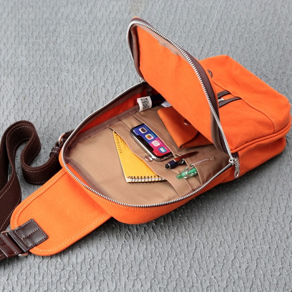 【ふるさと納税】豊岡鞄 直帆布 ワンショルダー ボディバッグ NEH003 オレンジ / ショルダーバッグ メンズ レディース バッグ 斜めがけ 大人 帆布ショルダーバッグ 株式会社ナオト なおはんぷ サムネイル3