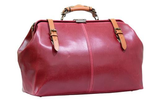 レトロ ダレスボストンバッグ（No.1485-10）レッド かばん バッグ ボストン ダレス式 アンティーク レトロデザイン 片手開閉可