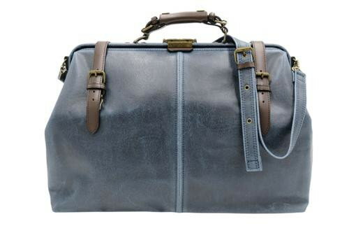 レトロ ダレスボストンバッグ（No.1485-60）ネイビー かばん バッグ ボストン ダレス式 アンティーク レトロデザイン 片手開閉可