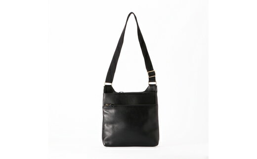 【ふるさと納税】豊岡工房 牛革ショルダーバッグ（4323）ブラック / 牛革 ショルダーバッグ 斜め掛け 開閉簡単 柔らかい ソフト 牛革シュリンク シンプル デザイン 無地 ユニセックス メンズ レディース 高級 バッグ かばん カバン 鞄 おしゃれ 黒色 サムネイル2