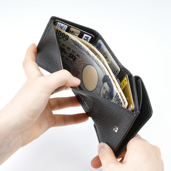 【ふるさと納税】豊岡財布 Colors三つ折りウォレット AW500 ネロ / 小銭入れ カードケース ミニマル 財布 サイフ 革小物 本革 メンズ レディース サムネイル3