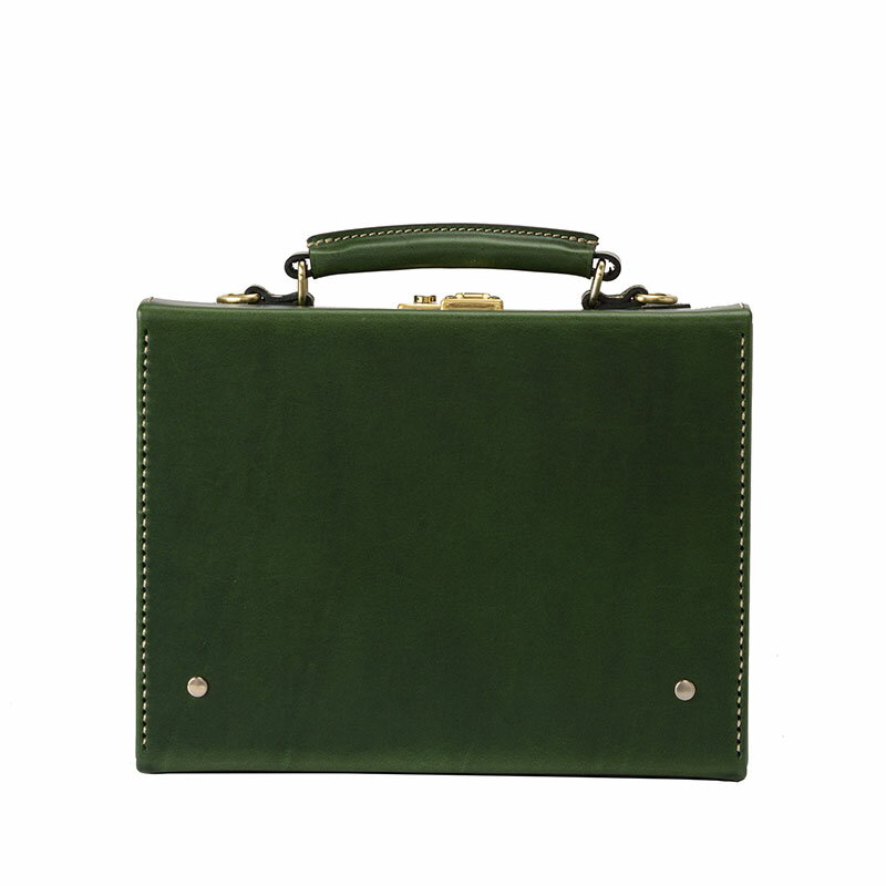 豊岡鞄 マスミ鞄嚢 豆アタッシュケース ブッテーロ（グリーン）/ 本革 アタッシュケース ミニトランク ブッテロ メンズ レディース