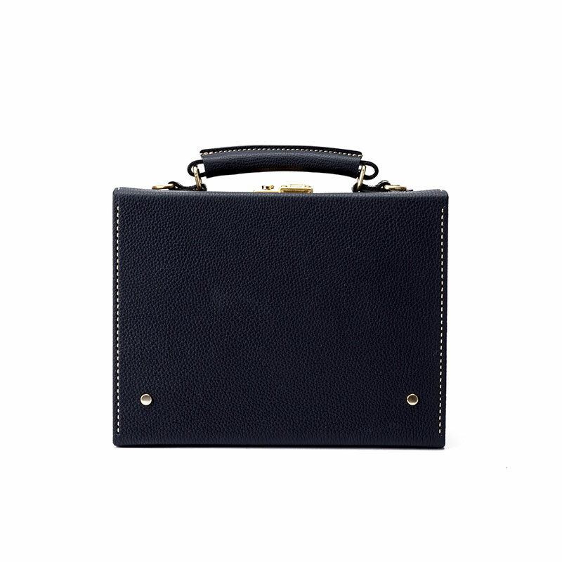豊岡鞄 マスミ鞄嚢 豆アタッシュケース シュリンク（ネイビー）/ 本革 アタッシュケース ミニトランク メンズ レディース