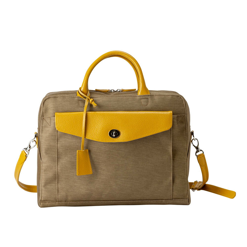 豊岡鞄 7803 2way キャリアケースM（ベージュ×イエロー）/ ALBAPIE レディース ビジネスバッグ ノートPC A4ファイル対応 ビジネス バッグ