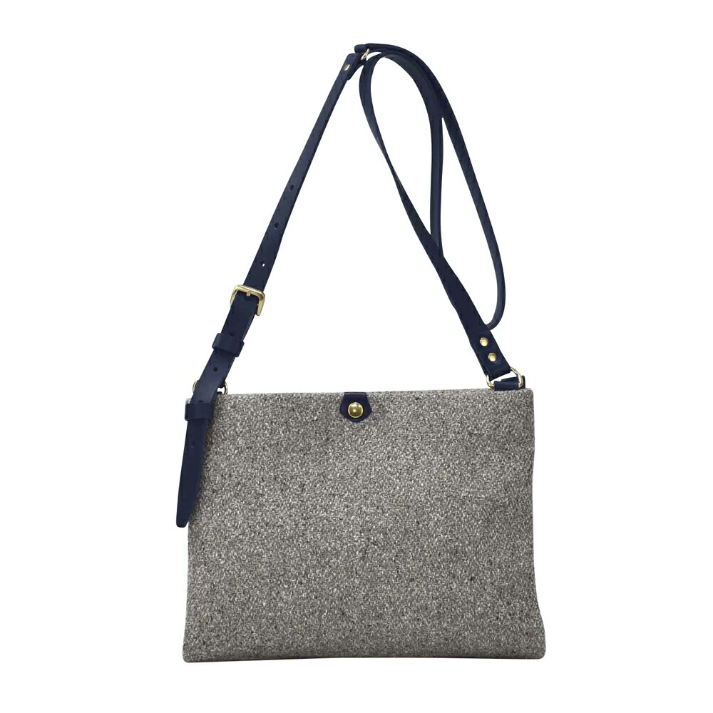豊岡鞄 THYMEBUCKS CALDO フラットWショルダー（Lグレー×ネイビー）/ タイムバックス カルド レディース ショルダーバッグ 斜め掛け