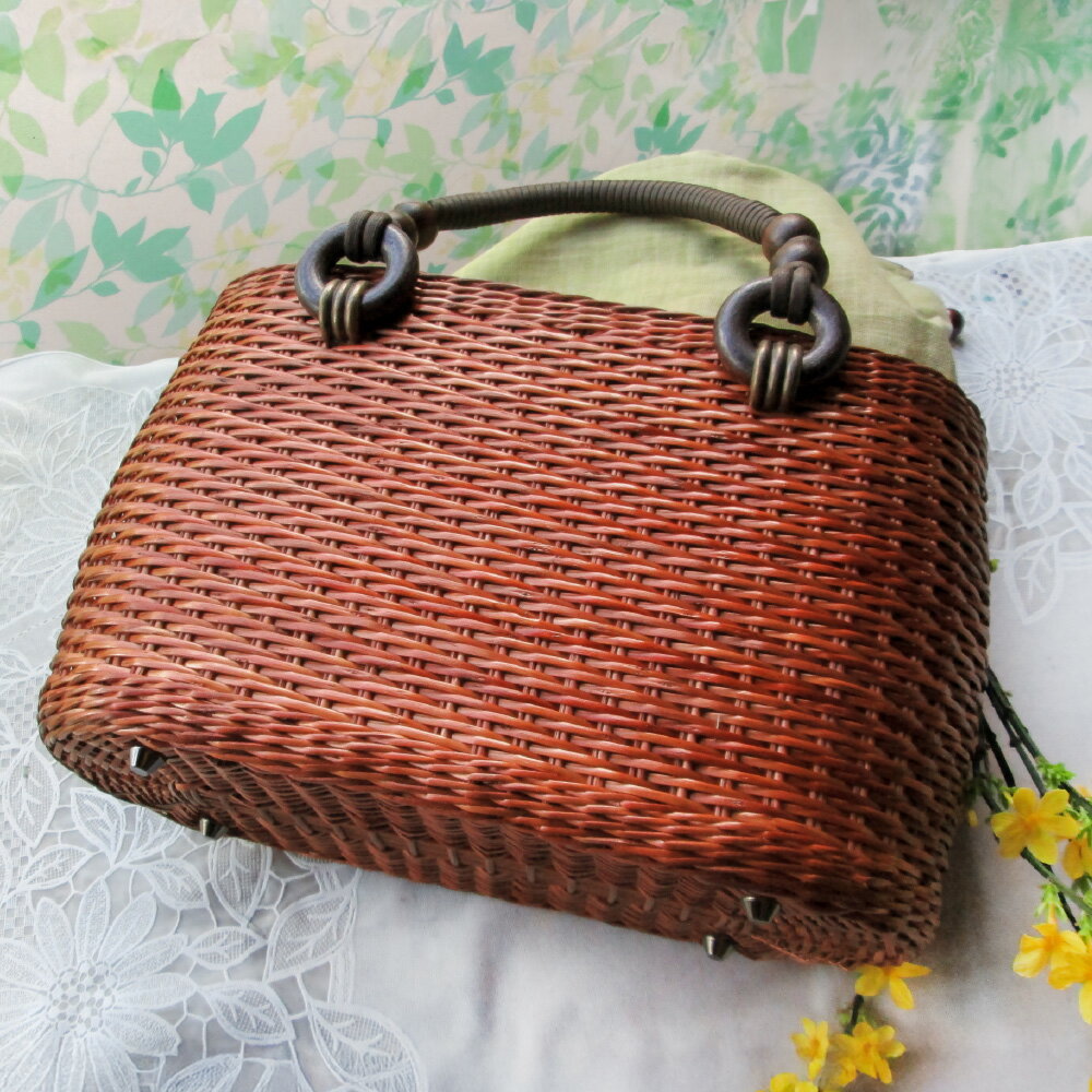 【ふるさと納税】かごバッグ 柳かご（大） / 籠バッグ 豊岡 杞柳細工 伝統工芸士作 伝統工芸品 柳染め かご バッグ カバン 自家栽培 柳 天然素材 高級 おしゃれ 和テイスト 大人 手作り ハンドメイド 日本製 レディース サムネイル2