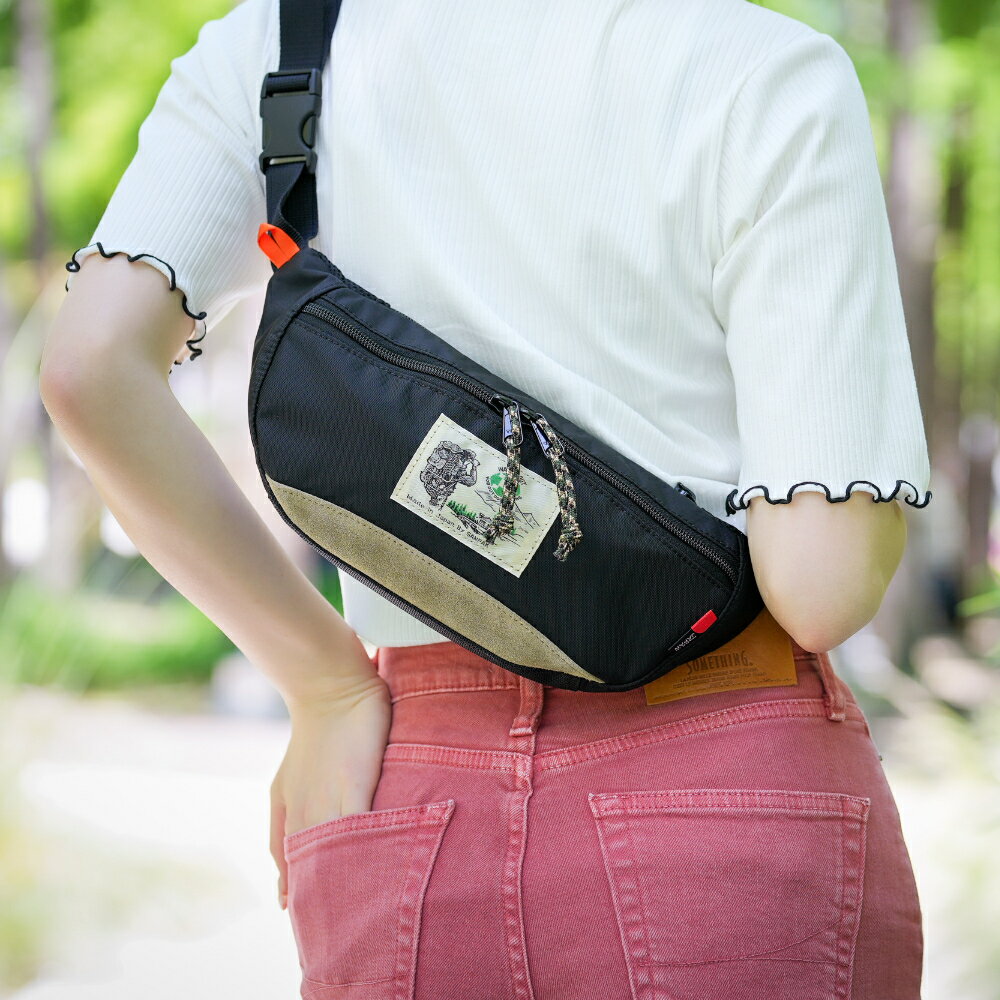 豊岡鞄 WALK ABOUT WOODS Rei WA1000 ブラック / ウエストポーチ ウエストバッグ ボディバッグ 2WAY 黒 牛革 レザー 消臭効果 撥水加工 スリ被害防止 ブランド バッグ カバン かばん おしゃれ カジュアル メンズ レディース 日本製 旅行