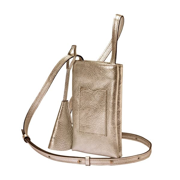 【ふるさと納税】豊岡鞄 Shokolatt ショルダーポーチ 2層式 小 ゴールド / 本革 ショルダーバッグ レディース 小さめ おしゃれ かばん カバン バッグ サムネイル2