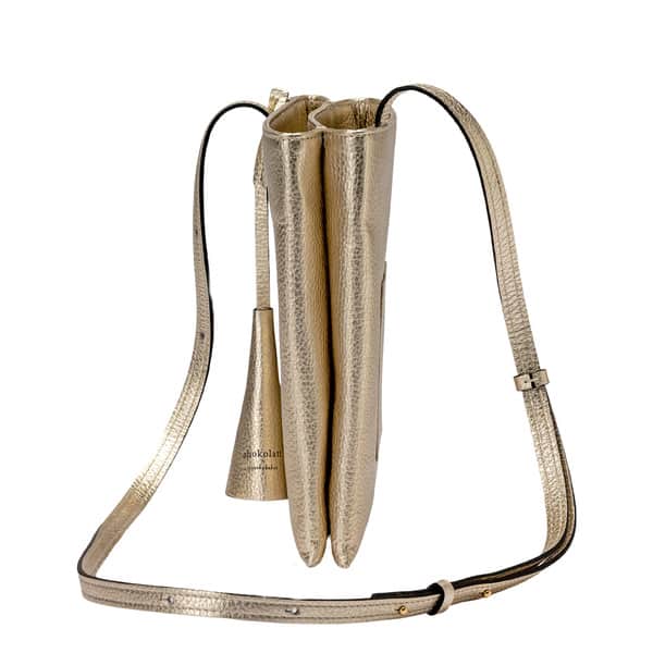 【ふるさと納税】豊岡鞄 Shokolatt ショルダーポーチ 2層式 大 ゴールド / 本革 ショルダーバッグ レディース 小さめ おしゃれ かばん カバン バッグ サムネイル3