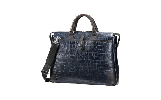 【ふるさと納税】豊岡鞄 craftsmanshipクロコ型ブリーフ 197712 ミッドナイト / 木和田正昭商店 クロコダイル調 本革 ブリーフケース ビジネスバッグ メンズ ビジネスカジュアル カバン バッグ A4ファイル収納 手持ち ショルダーベルト付属 2way サムネイル2