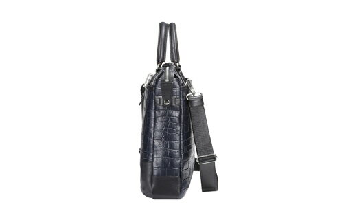 【ふるさと納税】豊岡鞄 craftsmanshipクロコ型ブリーフ 197712 ミッドナイト / 木和田正昭商店 クロコダイル調 本革 ブリーフケース ビジネスバッグ メンズ ビジネスカジュアル カバン バッグ A4ファイル収納 手持ち ショルダーベルト付属 2way サムネイル3