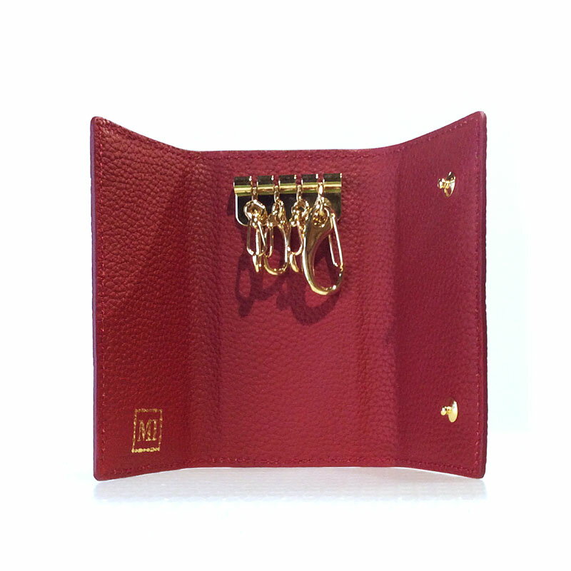 【ふるさと納税】豊岡財布 三つ折り キーケース ドイツ製高級皮革使用 レッド/ おしゃれ キーケース 鍵入れ メンズ レディース サムネイル2