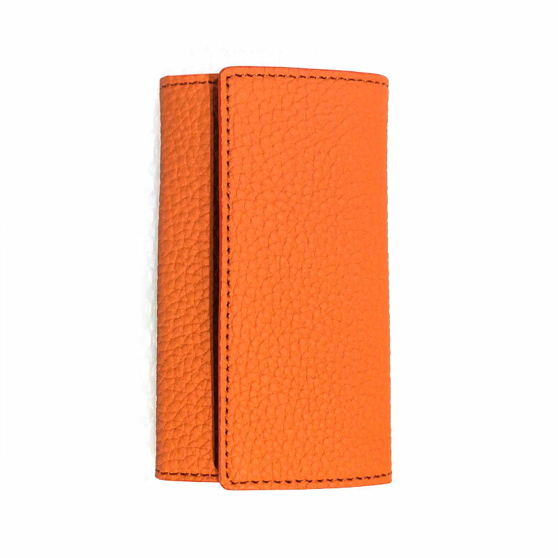 豊岡財布 三つ折り キーケース ドイツ製高級皮革使用 オレンジ/ おしゃれ キーケース 鍵入れ メンズ レディース