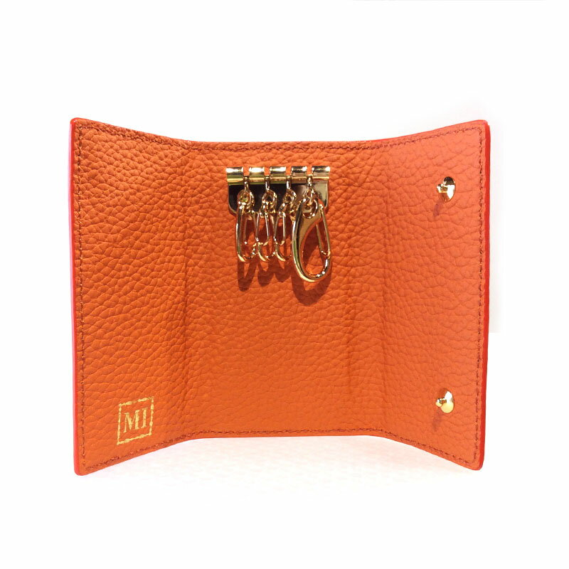 【ふるさと納税】豊岡財布 三つ折り キーケース ドイツ製高級皮革使用 オレンジ/ おしゃれ キーケース 鍵入れ メンズ レディース サムネイル2