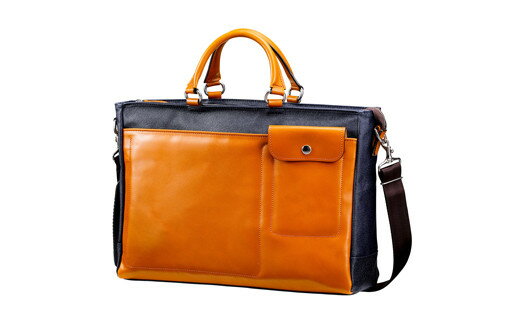 【ふるさと納税】豊岡鞄 デニム×レザートート（5050） オレンジ かばん バッグ デニム レザー 小物ポケット付き ショルダーベルト付き サムネイル2