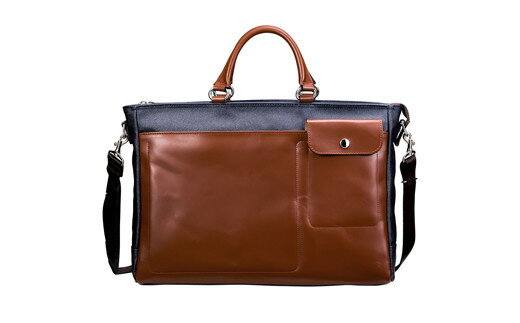 豊岡鞄 デニム×レザートート（5050） 茶 かばん バッグ デニム レザー 小物ポケット付き ショルダーベルト付き