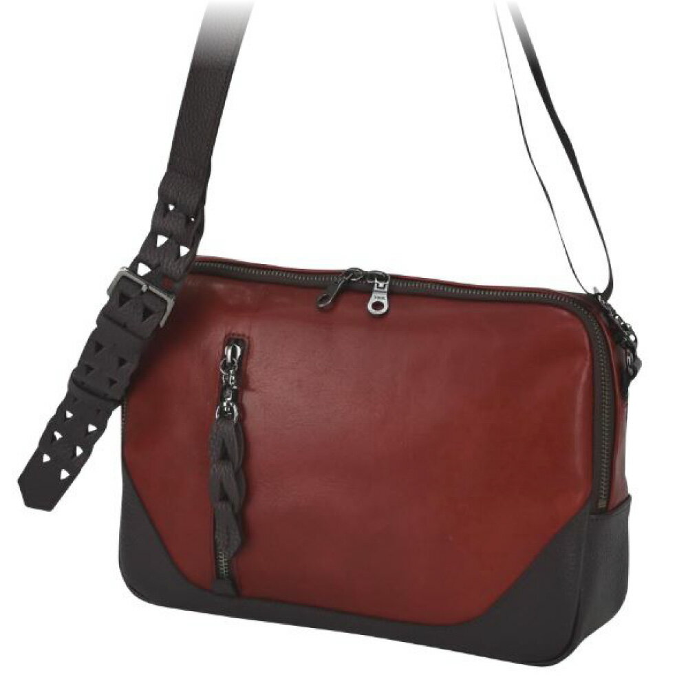 【ふるさと納税】豊岡鞄 THYMEBUCKS BLOOM 横ショルダー（アカ）/ タイムバックス ブルーム 本革 ショルダーバッグ ボディバッグ メンズ レディース カバン サムネイル3