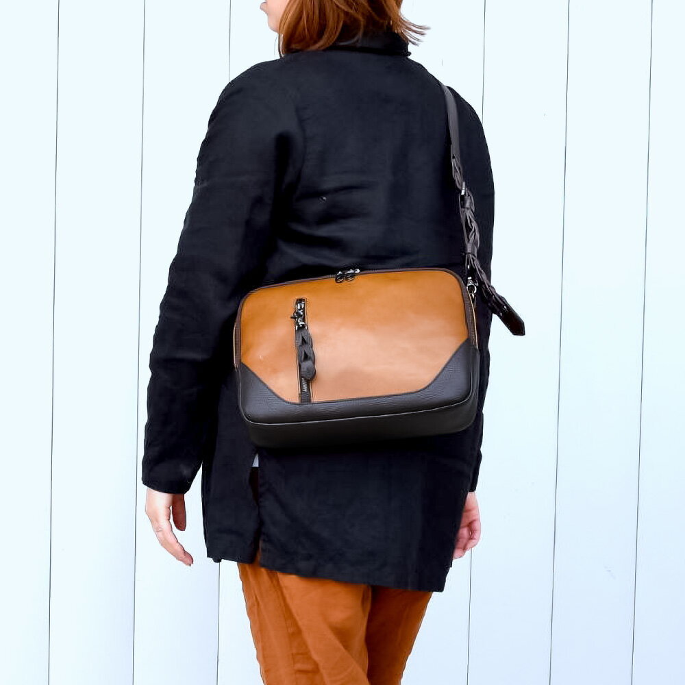 【ふるさと納税】豊岡鞄 THYMEBUCKS BLOOM 横ショルダー（マスタード）/ タイムバックス ブルーム 本革 ショルダーバッグ ボディバッグ メンズ レディース カバン サムネイル2