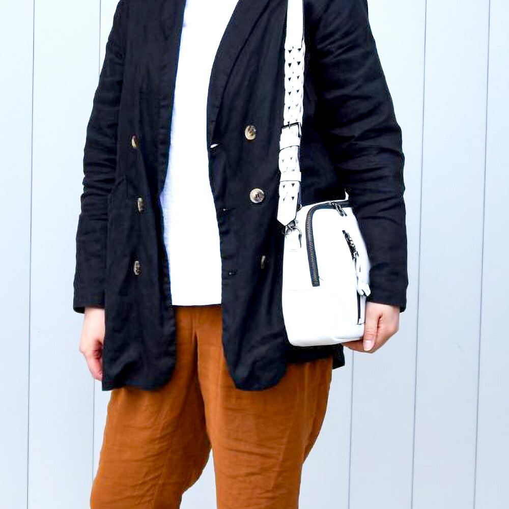 【ふるさと納税】豊岡鞄 THYMEBUCKS BLOOM 横ショルダー（白）/ タイムバックス ブルーム 本革 ショルダーバッグ ボディバッグ メンズ レディース カバン サムネイル2