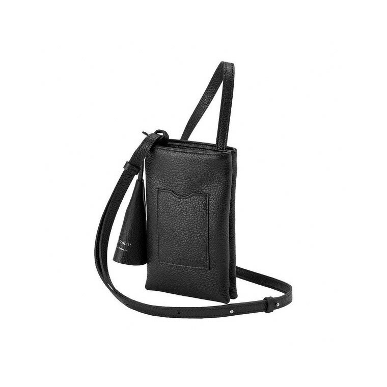 【ふるさと納税】豊岡鞄 マスミ鞄嚢 Shokolatt S ショルダーポーチ ダブル Sサイズ ブラック / 本革 ショルダーポーチ 2層式 小 スマホショルダー スマホポシェット ワンマイルミニショルダーバッグ レディース 斜め掛け 肩掛け サムネイル2