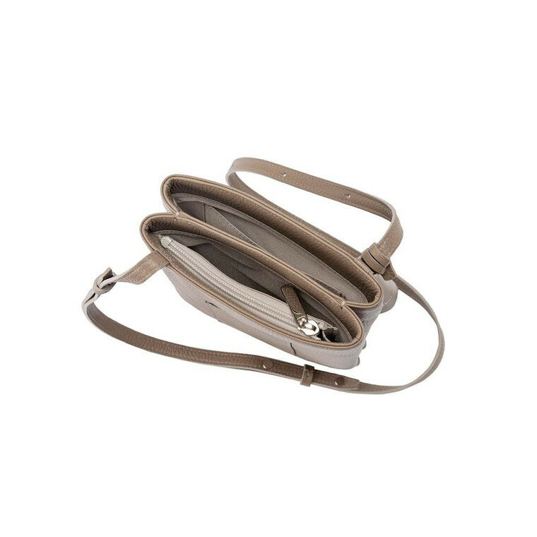 【ふるさと納税】豊岡鞄 マスミ鞄嚢 Shokolatt XL ショルダーポーチ ダブル Lサイズ トープ / 本革 ショルダーポーチ 2層式 大 スマホショルダー スマホポシェット ワンマイルミニショルダーバッグ レディース 斜め掛け 肩掛け サムネイル3