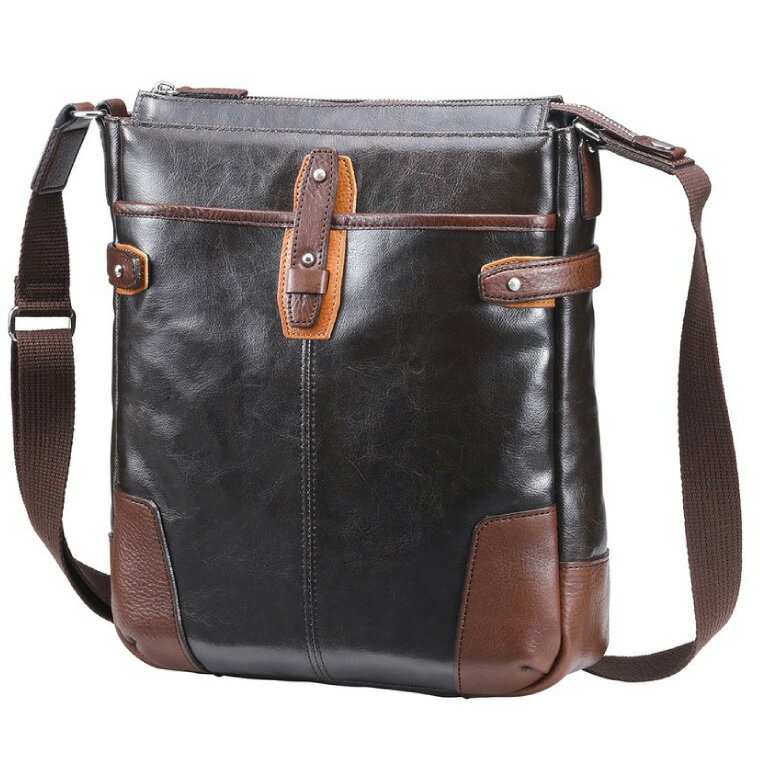 【ふるさと納税】豊岡鞄 帆布PU×皮革ショルダー（24-129）チョコ / 木和田正昭商店 メンズ ショルダーバッグ ポシェット カバン バッグ 軽量 サムネイル2