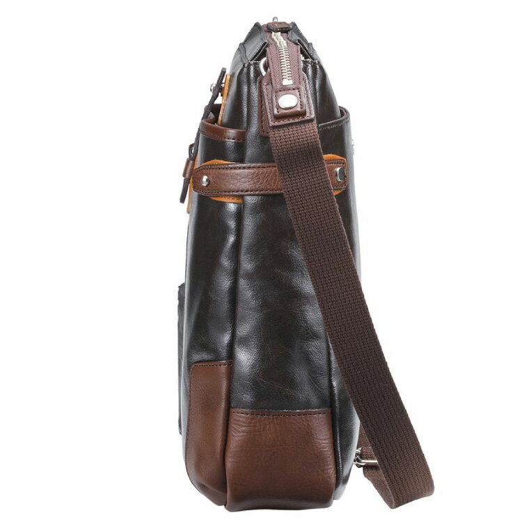 【ふるさと納税】豊岡鞄 帆布PU×皮革ショルダー（24-129）チョコ / 木和田正昭商店 メンズ ショルダーバッグ ポシェット カバン バッグ 軽量 サムネイル3