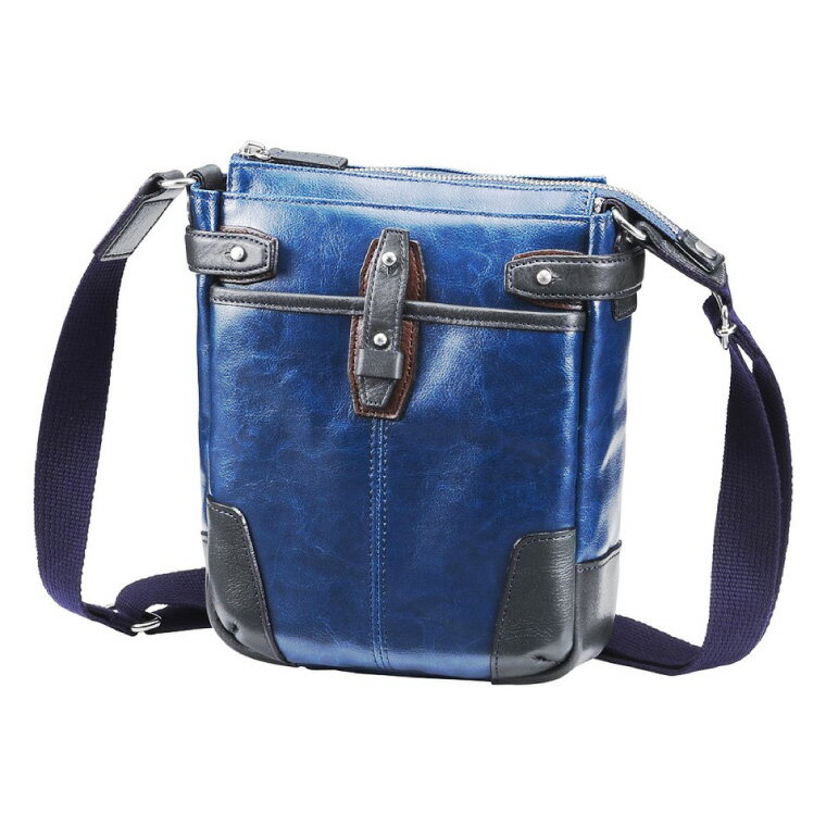 【ふるさと納税】豊岡鞄 帆布PU×レザーショルダーS（24-170）ブルー / 木和田正昭商店 メンズ ショルダーバッグ ポシェット カバン バッグ 軽量 サムネイル2