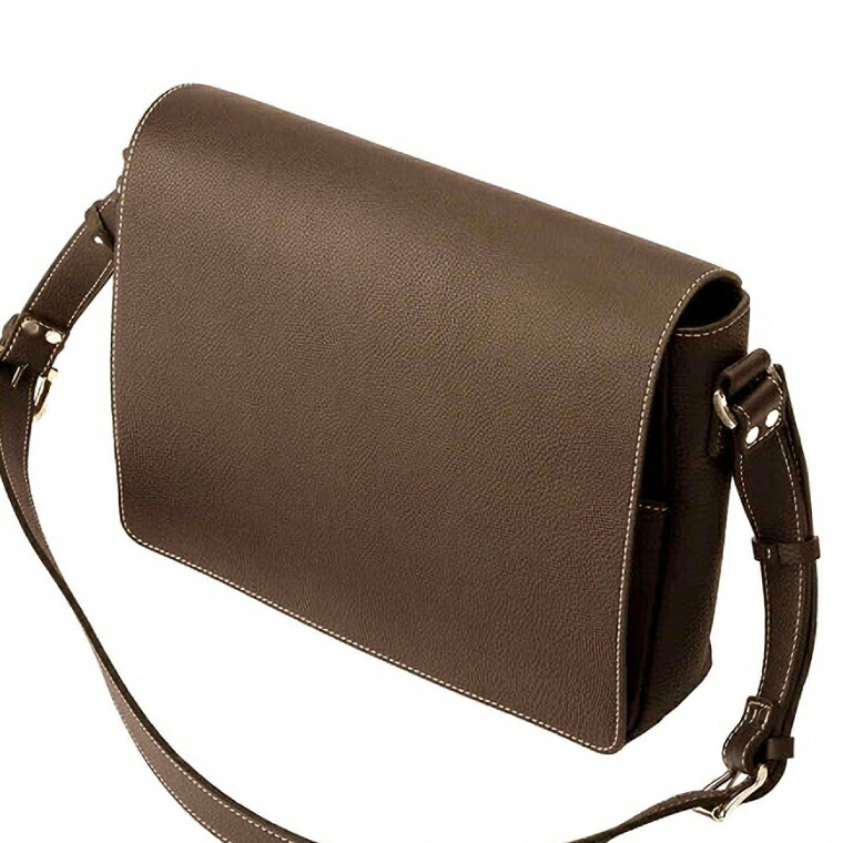 【ふるさと納税】豊岡鞄 マスミ鞄嚢 かぶせショルダーバッグ A4 ドイツ製牛革 チョコ / メンズ レディース 本革 ショルダーバッグ A4ファイル対応 サムネイル2