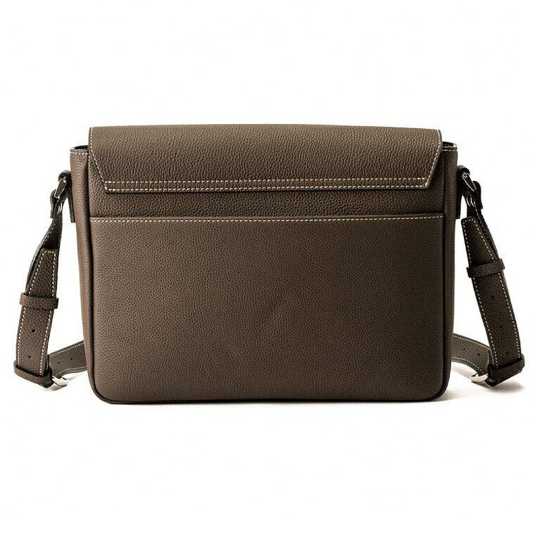 【ふるさと納税】豊岡鞄 マスミ鞄嚢 かぶせショルダーバッグ A4 ドイツ製牛革 チョコ / メンズ レディース 本革 ショルダーバッグ A4ファイル対応 サムネイル3