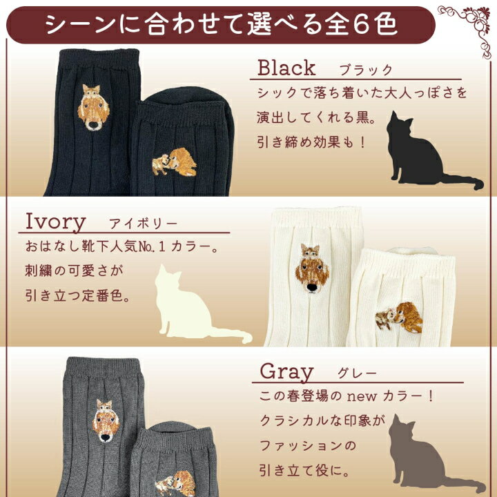 【ふるさと納税】おはなし靴下 ギフトボックス イヌとネコ レディース サムネイル2