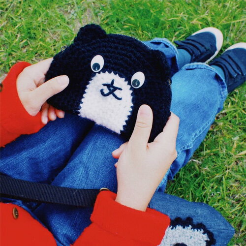 【ふるさと納税】寺田マユミデザイン ブングマポーチ No.241 KWNA006 ／ 寺田マユミ ポーチ ブングマ 手編み 手作り クマ くま 送料無料 兵庫県 サムネイル2