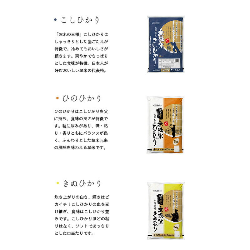 【ふるさと納税】無洗米 定期便 3ヶ月 コシヒカリ キヌヒカリ ヒノヒカリ 各回 5kg 食べ比べ セット 小分け 米 お米 精米 白米 銘柄米 ブランド米 5キロ 精米人一押し! 産地直送 兵庫県産 兵庫 兵庫県 小野市 定期 3回 - 画像3