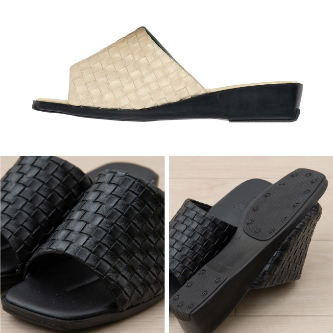 【ふるさと納税】M+home レゾン 婦人用外履きサンダル Mサイズ ファッション 靴 シューズ スリッパ 日用品 モダン 洗練 お庭 ベランダ 型押し レザー 1枚仕立て 歩きやすい サムネイル3