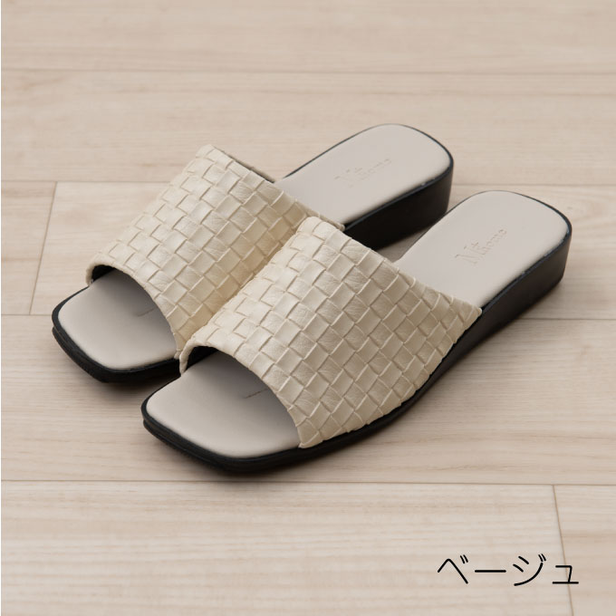 【ふるさと納税】M+home レゾン 婦人用外履きサンダル2点セット Lサイズ ファッション 靴 シューズ スリッパ 日用品 モダン 洗練 お庭 ベランダ 型押し レザー 1枚仕立て 歩きやすい サムネイル3